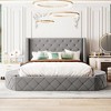 Queen Size Upholstered Platform Bed with Wingback Headboard and 1 Big Drawer - 2 of 4
