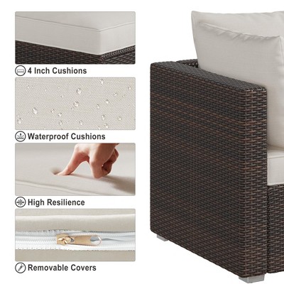 Whizmax 8-Piece Brown Wicker Rattan Outdoor Patio Set with Glass Table and Storage