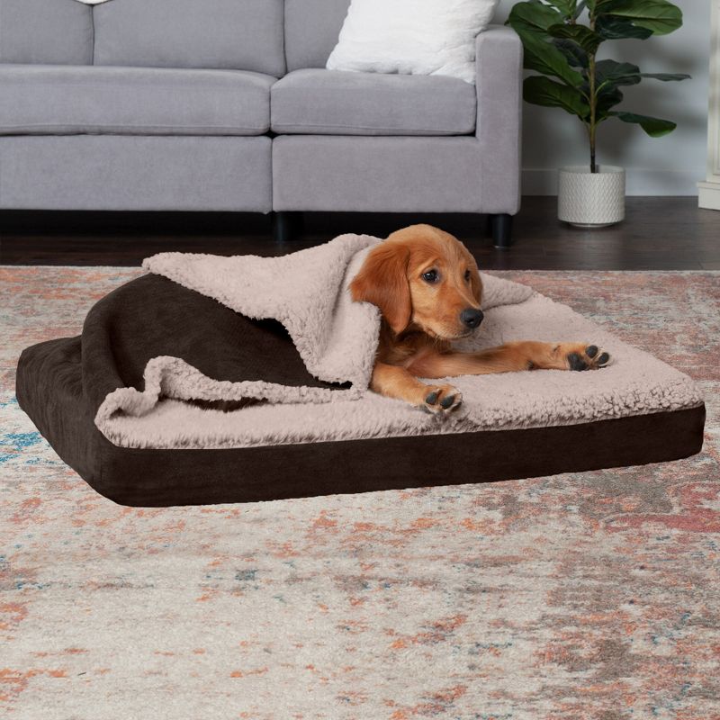 FurHaven Berber & Suede Blanket Top Cooling Gel Top Dog Bed, 3 of 4