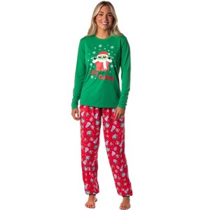 Star Wars Women's The Mandalorian Christmas Baby Yoda Jogger Pajama Set Green - 1 of 4