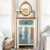 LuxenHome Rustic Multi-Color 1-Drawer 1-Door End Table with Storage. Multicolored - 4 of 4