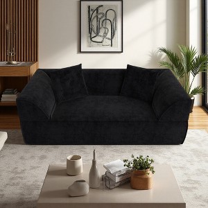 79.5" Sparkling Chenille 3-in-1 Convertible Sofa Bed with Deep Seat & 2 Pillows - 1 of 4