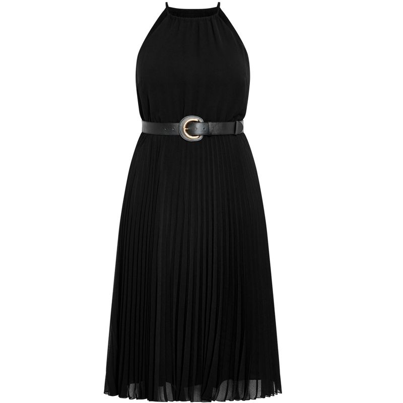 Women's Plus Size Halter Pleat Dress - black | CITY CHIC, 5 of 7