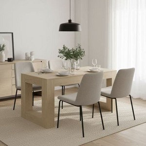 Homy Casa Rectangular Dining Table, Natural Oak – Modern Minimalist Solid Design - 1 of 4