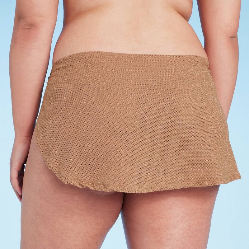 Women's Crochet Faux Sarong Bikini Bottom - Shade & Shore™ Light Brown, 6 of 9