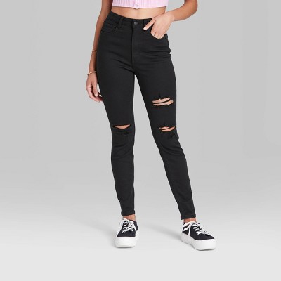 black ripped jeans women's