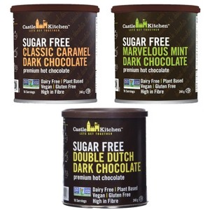 Castle Kitchen Sugar Free Hot Chocolate Mix Variety Pack (8 oz ea) - Vegan, Dairy Free, Plant Based - Keto & Diabetic - Pack of 3 (Classic Caramel, - 1 of 4