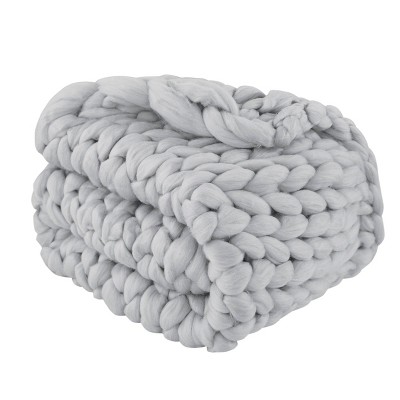 50"x60" Chunky Knit Throw Blanket Light Gray - Dreamnest