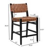 24.25" PU Leather Armless Counter Stool (Set of 2) with Leather Cross-Woven Back and Padded Seat for Kitchen, Dining Room - 4 of 4