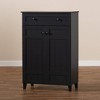 Baxton Studio Shelf Wood Shoe Storage Cabinet with Drawer Glidden Finished Black: MDF Entryway Organizer, Holds 15 Pairs - 3 of 4