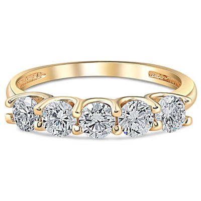 Pompeii3 1Ct T.W. Five Stone Diamond Wedding Ring 14k White or Yellow Gold Lab Created