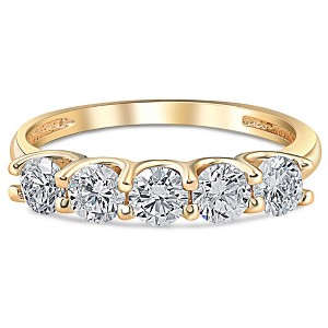 Pompeii3 1Ct T.W. Five Stone Diamond Wedding Ring 14k White or Yellow Gold Lab Created - 1 of 2