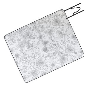 Emanuela Carratoni Line Art Floral Theme Picnic Blanket - Deny Designs - 1 of 3