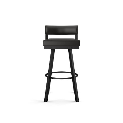 Travis 26'' Black Faux Leather Swivel Metal Counter Stool