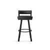 Amisco Travis Upholstered Counter Height Barstool Black: Faux Leather, Steel Frame, 26" Seat - 3 of 4