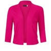 Women's 3/4 Sleeve Open Front Cropped Cardigan Sweater Lightweight Knit Short Shrugs Rose Pink S - 2 of 4