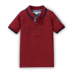 Hope & Henry Boys' Short Sleeve Pique Polo (Red, 3-6 Months) - 1 of 4