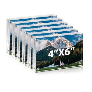 BP4U Acrylic Double-Sided Magnetic Picture Frame, Clear Frameless Freestanding Photo Frame for Home or Office Tabletop Display - 1 of 4