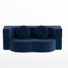 Ridstar Modern Convertible Plush Corduroy Foam-Filled Sofa Bed with 2 Pillows for Living Room-Blue - 4 of 4