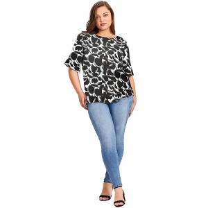 Avenue Women's Plus Size Ruffle Hem Top - 1 of 4