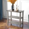 Grey Farmhouse End Table, 3 Tier Rustic Side Table, Narrow Sofa Table Set of 2 with Ample Storage Shelf - 4 of 4