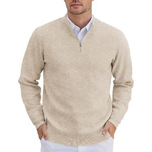 COOFANDY Mens Quarter Zip Pullover Slim Fit Lightweight Knit Pullover Sweaters Casual Polo Sweater - 1 of 4