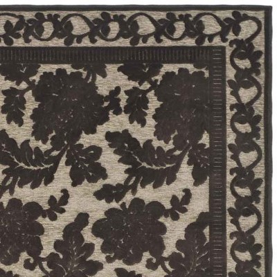 Light Brown Floral Wool Viscose Chenille 8' x 11'2" Area Rug