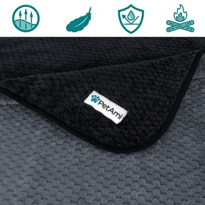 Large Black and Gray Waterproof Fleece Pet Blanket