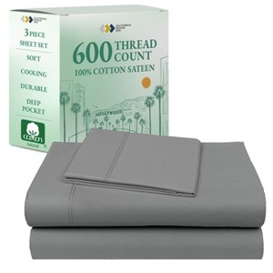 5-Star Luxury Sheet Set - 600 Thread Count 100% Cotton Sateen - Soft & Crisp Bed Sheets with Deep Pockets by California Design Den - 1 of 4