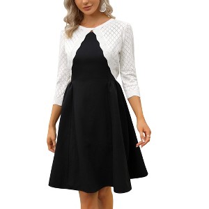 Clearlove Women’s Elegant 3/4 Sleeve Cropped Cardigan Boho Lace Knit Cover-Up Lightweight Summer Wrap - 1 of 4