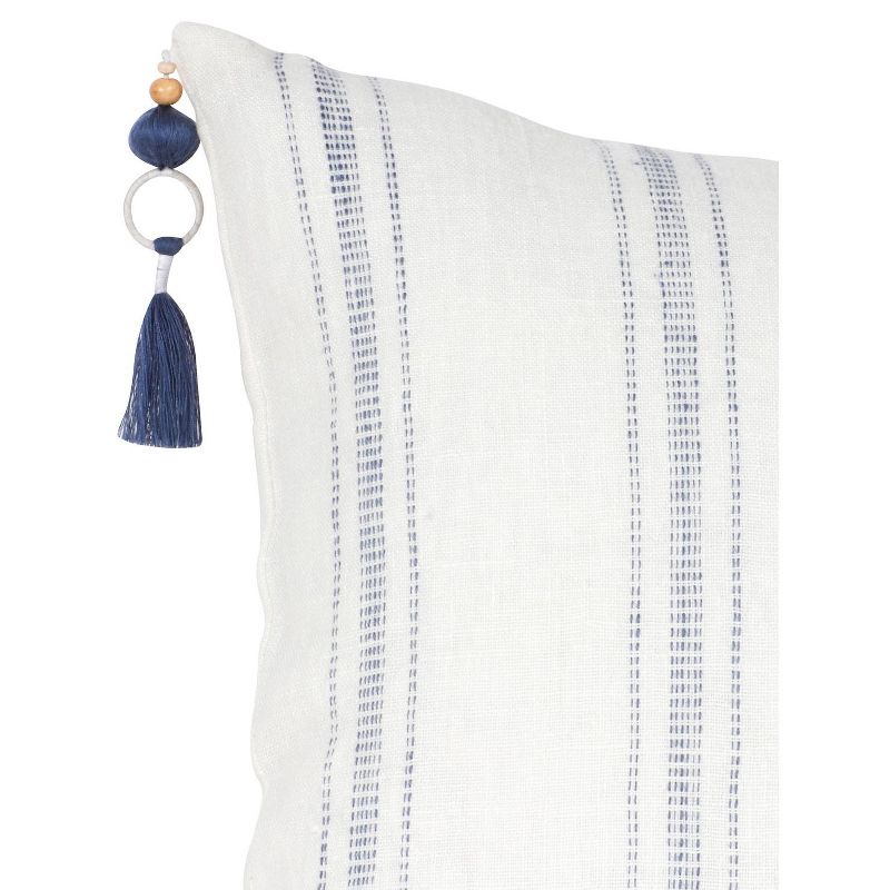 White with Blue Stripes Down Alternative So Soft Linen Pillow - Anaya, 5 of 6