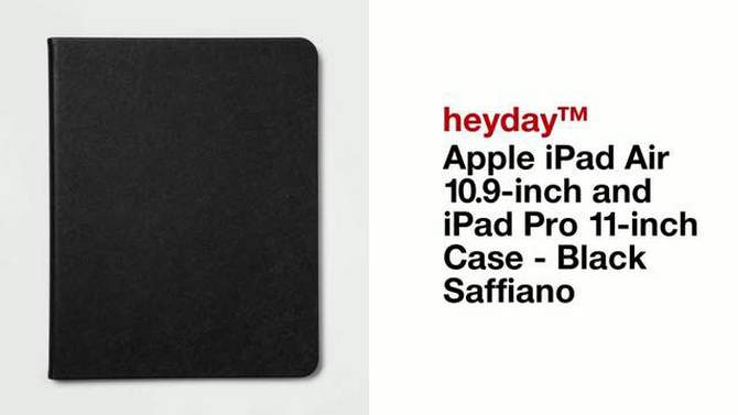 Apple iPad Air 10.9 inch and iPad Pro 11 inch Case - heyday&#8482; Black Saffiano, 2 of 9, play video