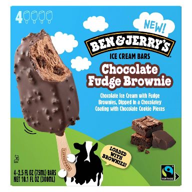 Ben & Jerry's Chocolate Fudge Brownie Ice Cream Bars - 10.1 fl oz/4ct 