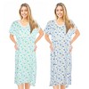 JEFFRICO Womens 2 Pack Nightgowns Short Sleeve Sleepwear Soft Pajama Dress Nightshirts - 2 of 4