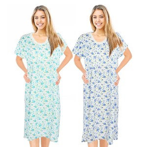 JEFFRICO Womens 2 Pack Nightgowns Short Sleeve Sleepwear Soft Pajama Dress Nightshirts - 1 of 4