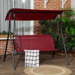 PAGED 3-Person Porch Swing with Adjustable Canopy and Armrests,Modern Bench Swing for Patio Backyard,Garden - 1 of 4
