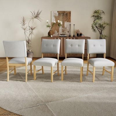 Wooden Dining Chairs Set of 4 Modern Fabric Upholstered Kitchen Side Chairs with Solid Wood Legs for Dining Room – The Pop Home
