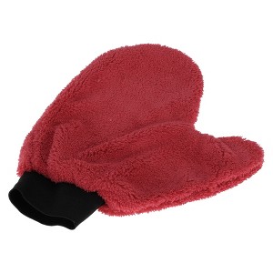 Unique Bargains Car Wash Towel Coral Fleece for Car Cleaning Wiping 9.84"x7.87"x0.39" Red 1 Pc - 1 of 4
