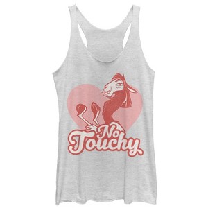 Women's The Emperor's New Groove Valentine Kuzco No Touchy Racerback Tank Top - 1 of 3