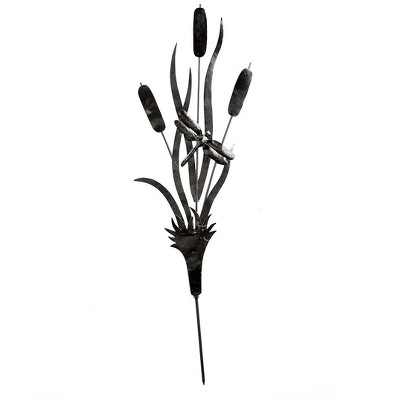 Wind & Weather Metal Cattail Silhouette Garden Stake - Black