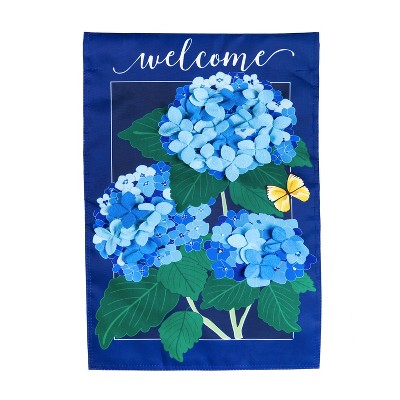 Evergreen Flag Hydrangea Blossoms Garden Applique Flag 12.5 x 18 Inch Double Sided Durable Outdoor Flag For Homes and Gardens