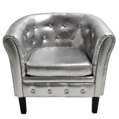 VidaXL Tub Chair Silver Faux Leather