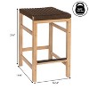 JONATHAN Y Armand Modern Coastal Backless Acacia Wood Outdoor Bar Stool with Woven Rope Sea - 4 of 4