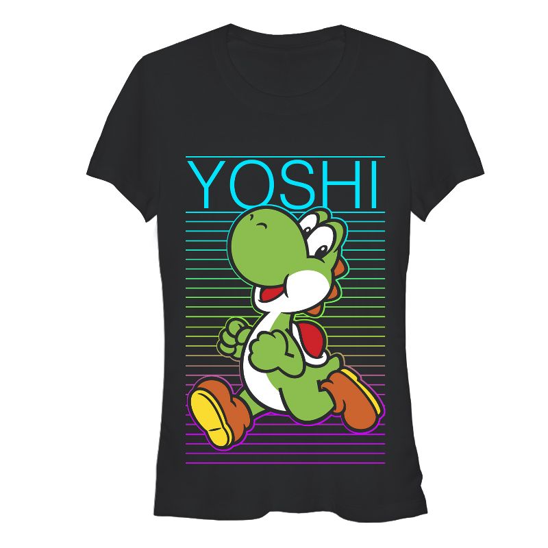 Juniors Womens Nintendo Yoshi Run T-Shirt, 1 of 4