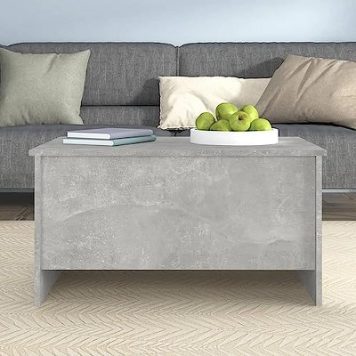 Concrete Gray Lift-Top Wood Coffee Table with Hidden Storage