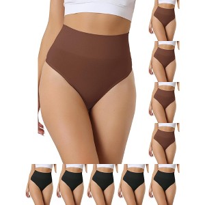 INSPIRE CHIC Women's High-Waisted Invisible Stretchy Comfortable Thongs 10 Packs - 1 of 4