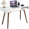 Acekool 42" Mid-Century Modern Computer Desk with Drawer and Open Storage Cubby, Home Office Desk for Gaming, Study, Writing, White - 2 of 4