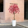 DR.Planzen UV Resistant 6-7FT Pre Potted Artificial Bougainvillea Red Flowers Tree with White Tall Planter for Indoor Outdoor Home Decor - 2 of 4