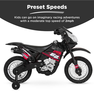 6V Black Kids Ride-On Motorcycle with Training Wheels