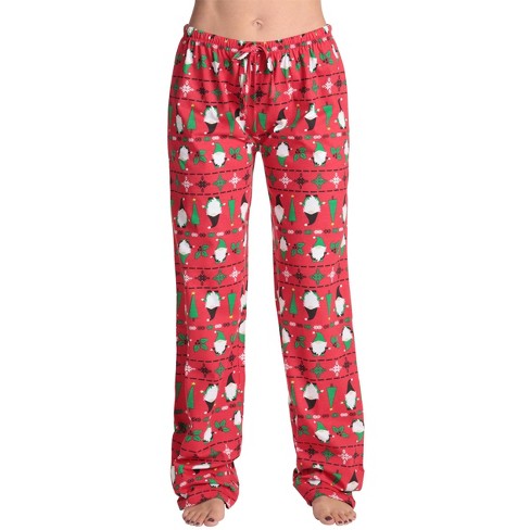 100% Cotton Jersey Women Plaid Pajama Pants Sleepwear,Red Black Buffalo  Plaid,Medium